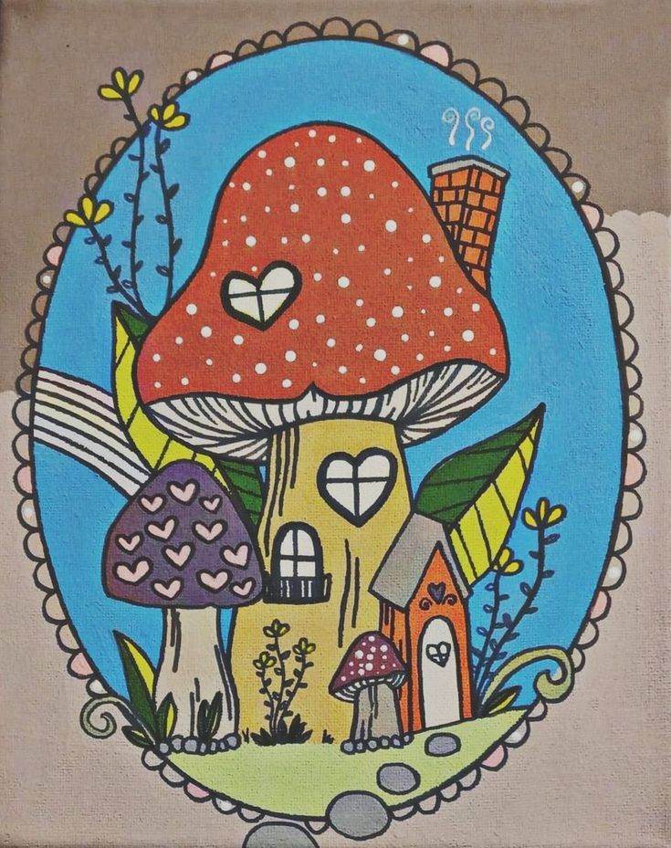 Prints: "Red Mushroom House"