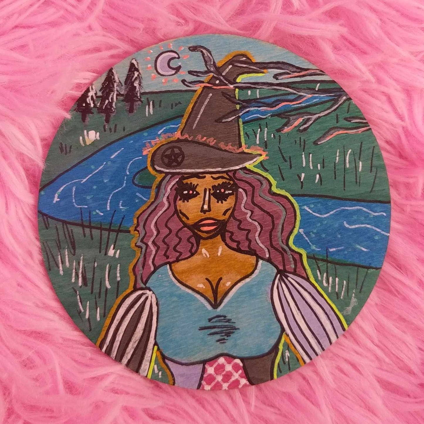 "Mystical Bruja" Acrylic Painting Coaster