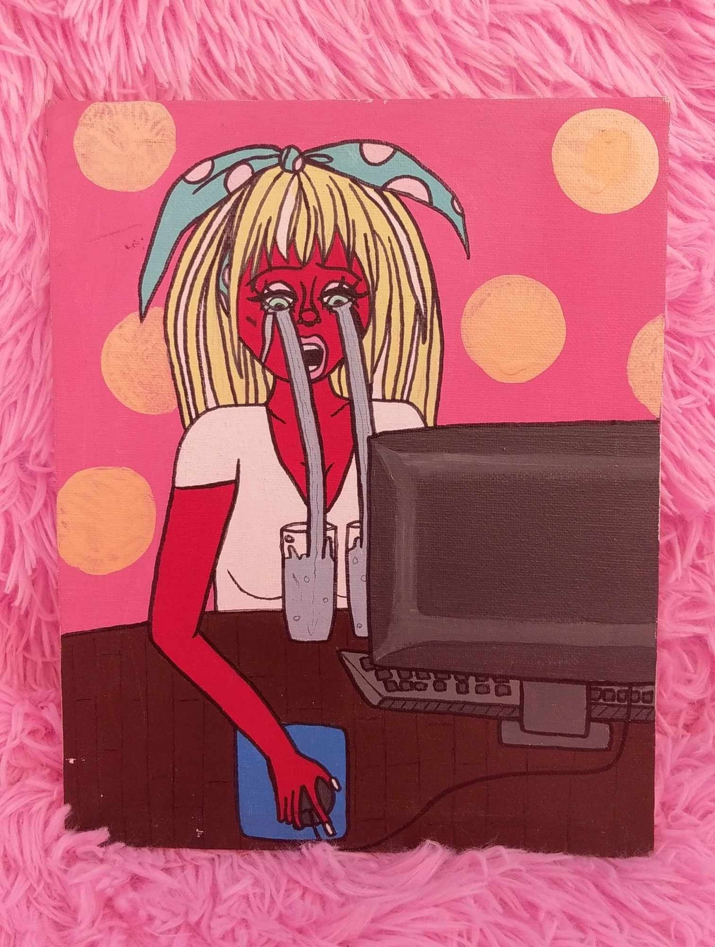 "The Internet Makes Me Cry" Acrylic Painting