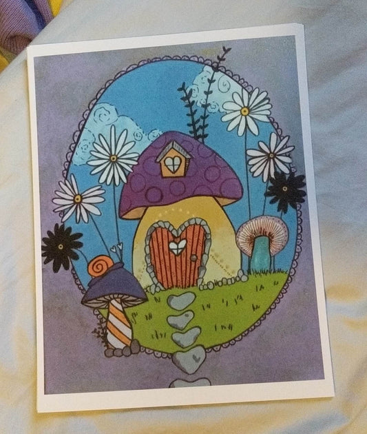 Prints: "Purple Mushroom House"
